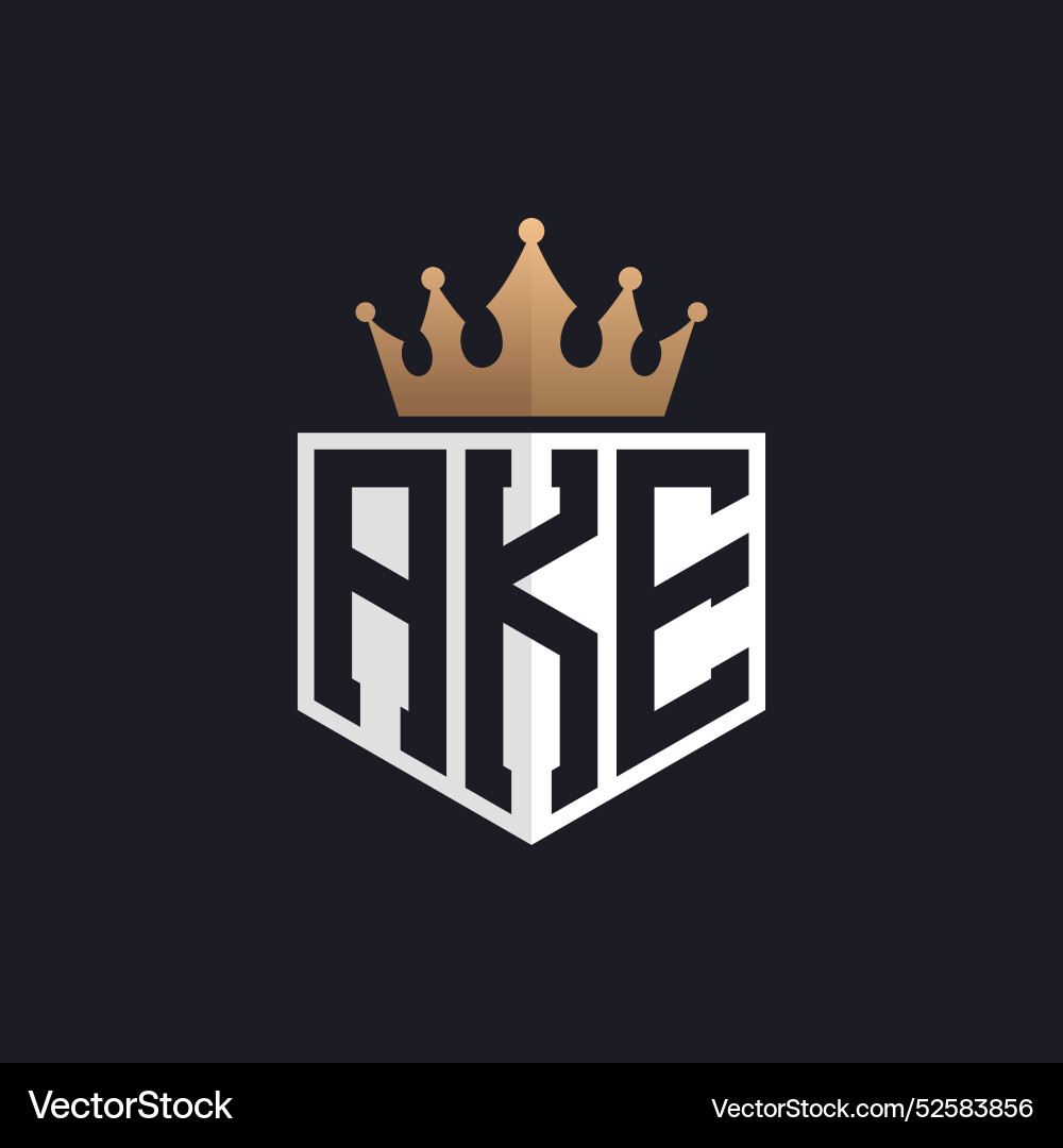 Luxury ake logo with crown elegant initials Vector Image