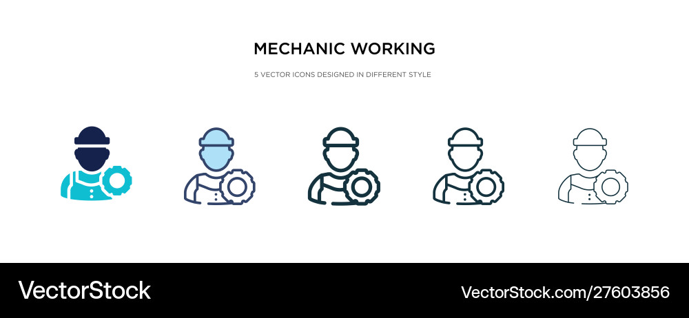 Mechanic working icon in different style two Mechanic working icon in different style two Vector Image