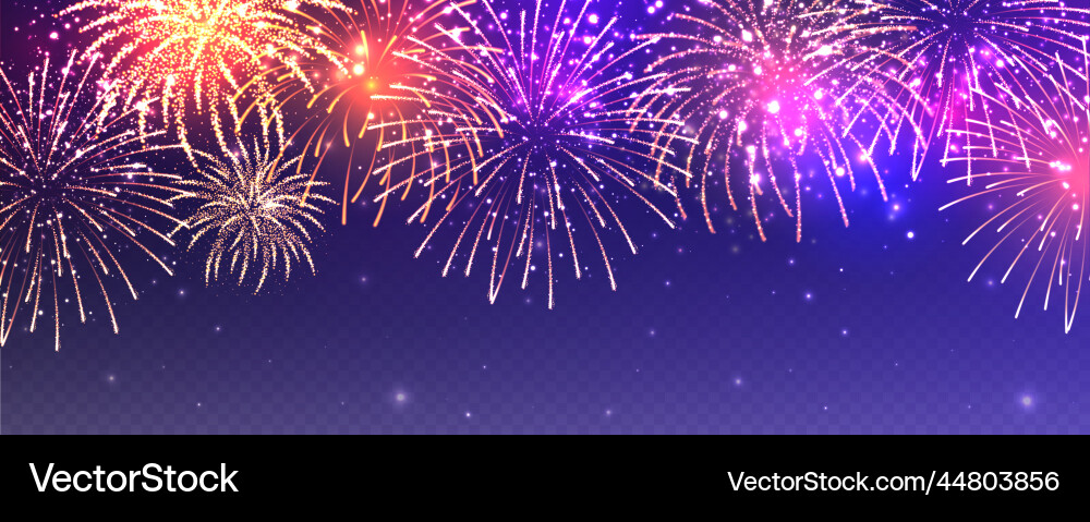 Realistic festive fireworks with transparency Realistic festive fireworks with transparency vector image