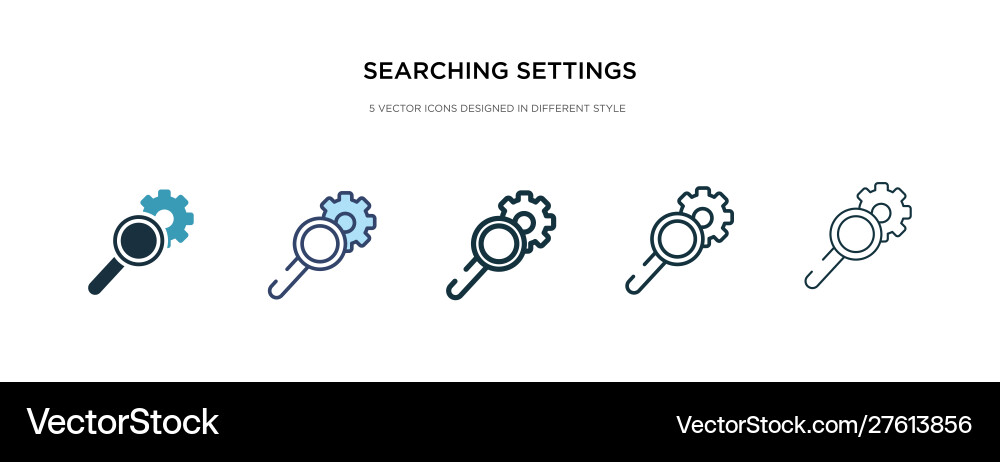 Searching settings interface icon in different vector image