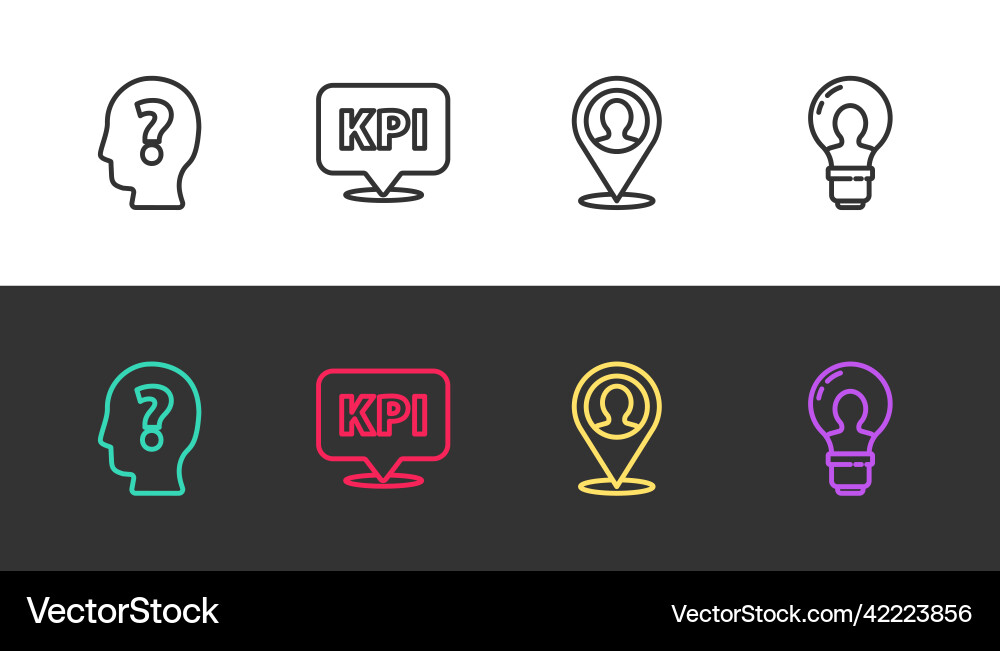 Set line head with question mark key performance Set line head with question mark key performance vector image