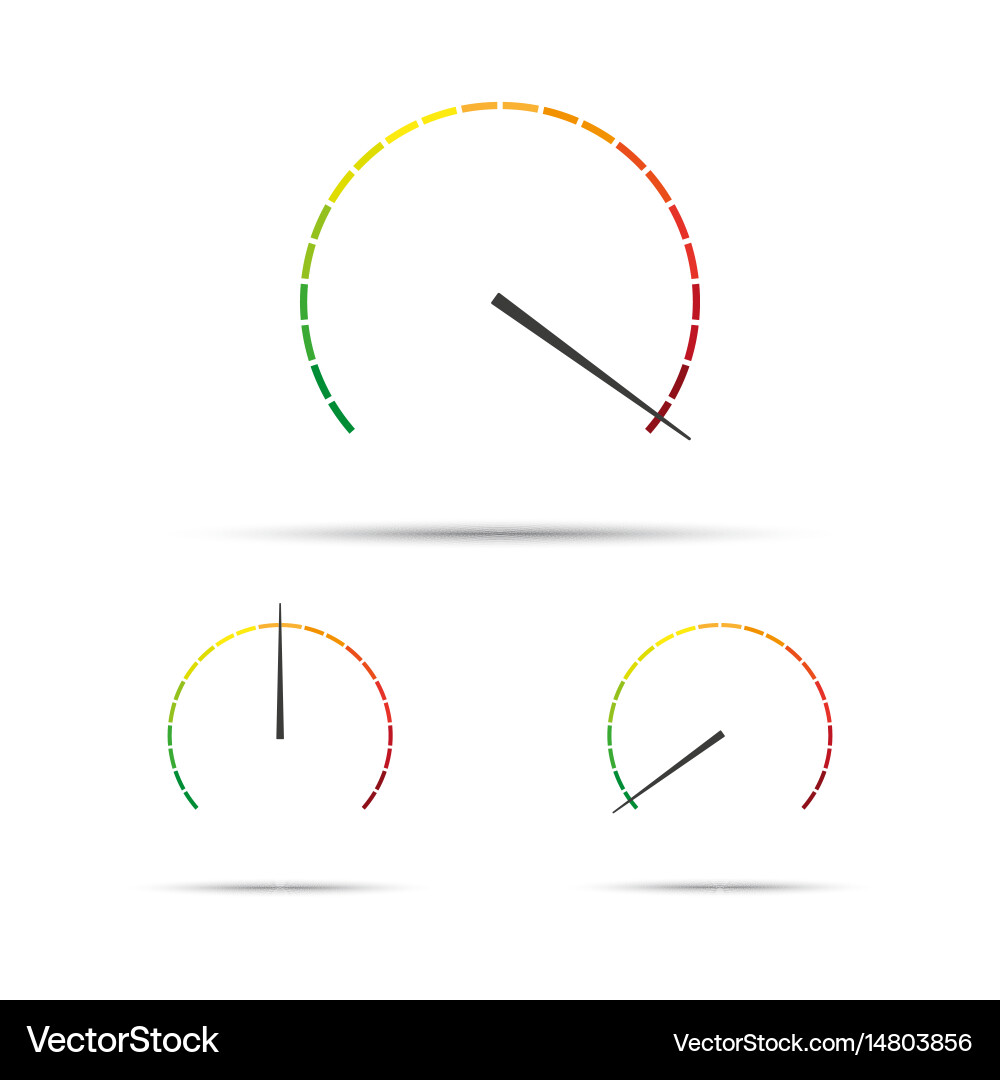 Set of simple tachometers with indicators in red vector image