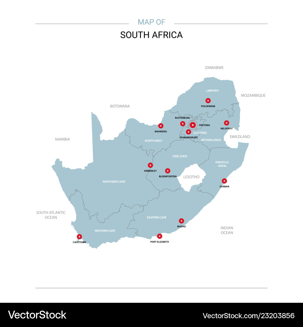 South africa map with red pin – Royalty-Free Vector | VectorStock, image size:1000x1080