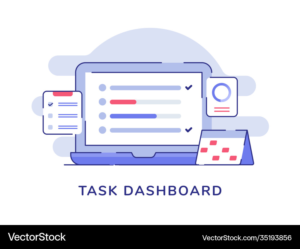 Task-Dashboard-Konzept-Checkliste auf dem Display Task-Dashboard-Konzept-Checkliste auf dem Display vektorbild