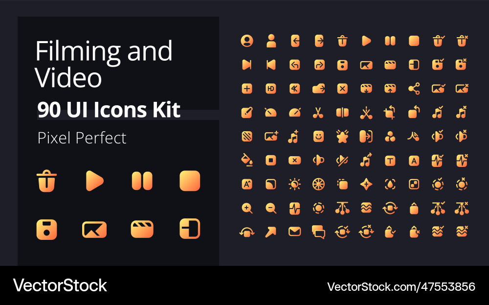 Video production pixel perfect solid gradient ui Video production pixel perfect solid gradient ui vector image