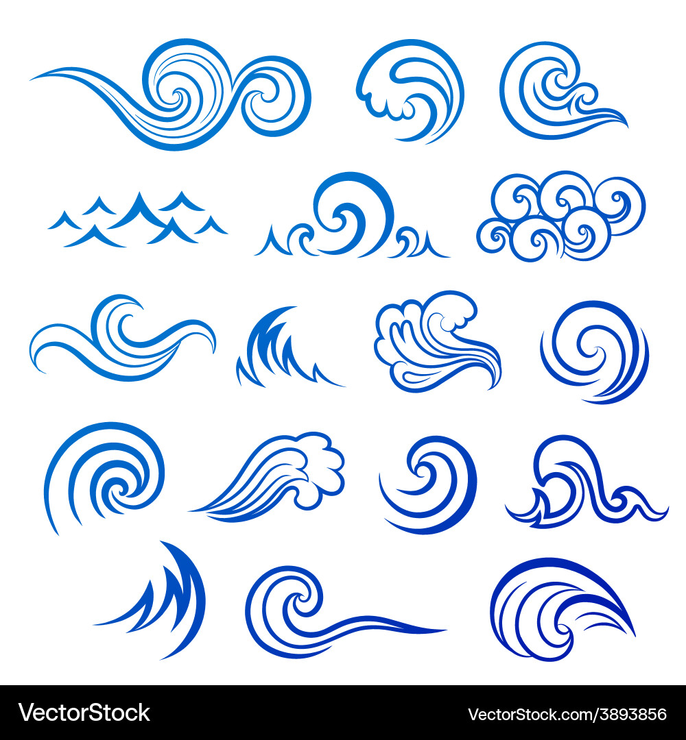 Water Wave Icons - Collection vector image