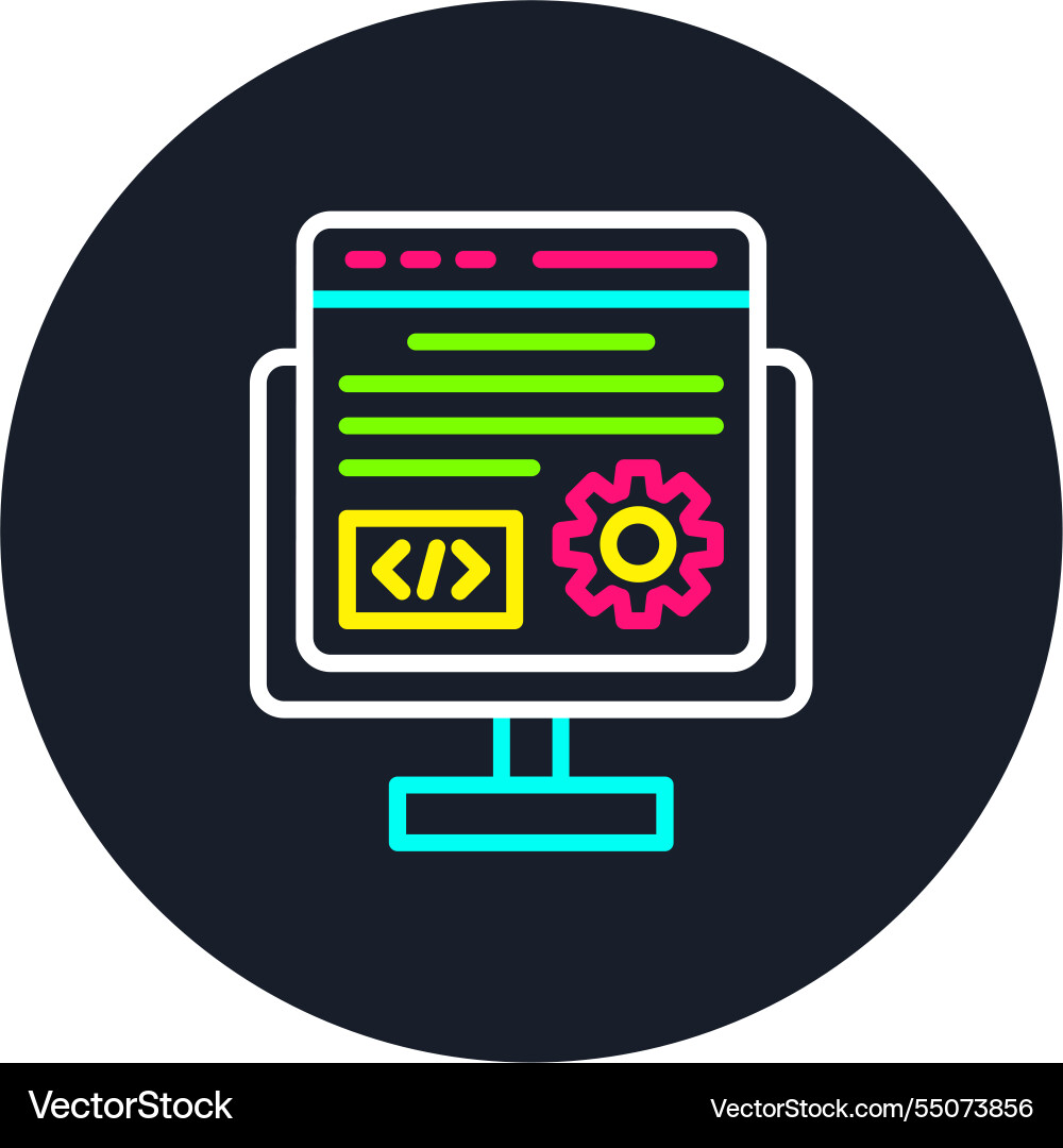 Web development line multi color icon vector image
