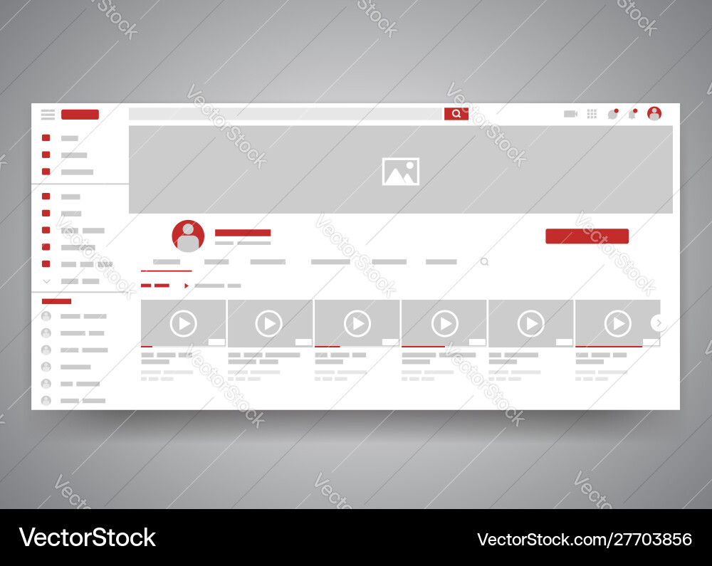 YouTube Video Player Interface vector image