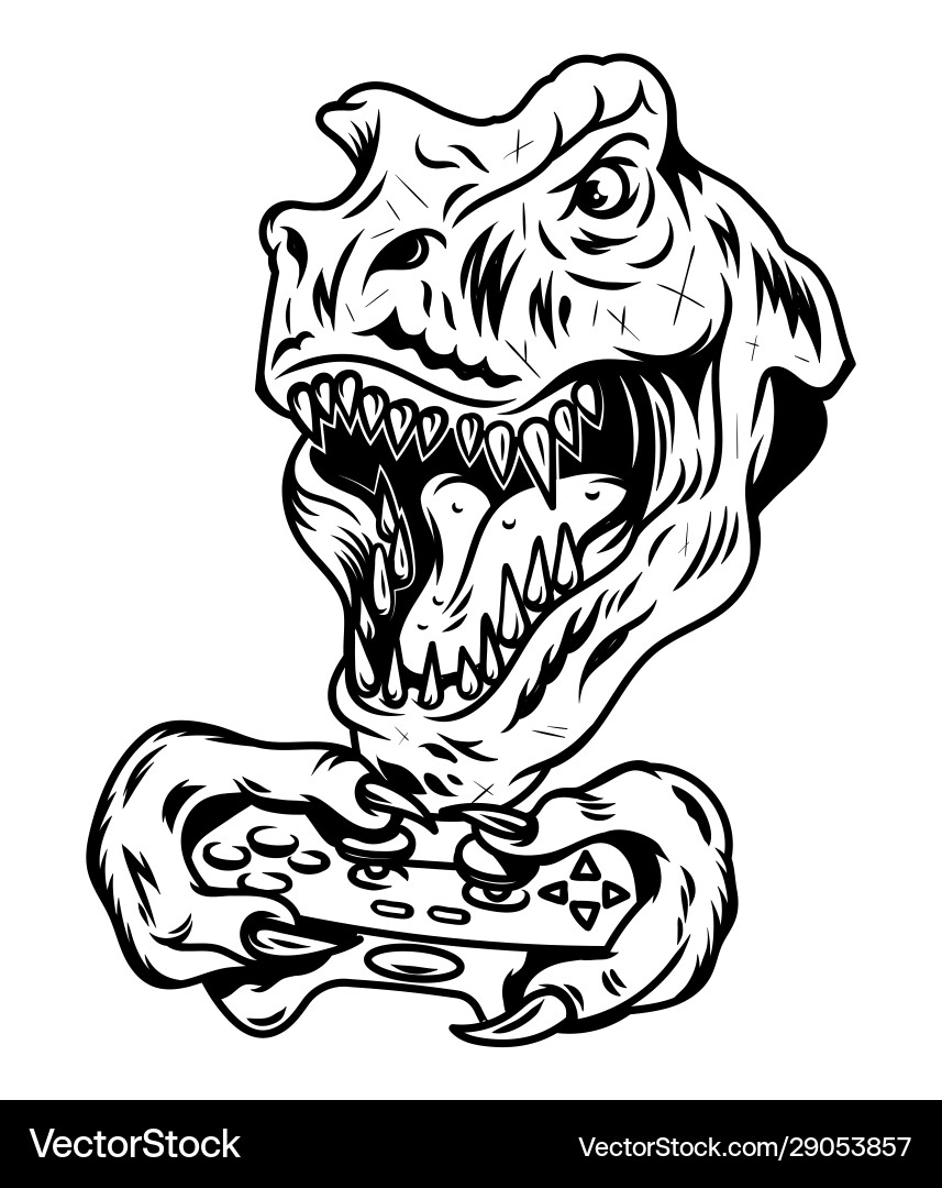 Angry T-Rex Gamer Vector Image