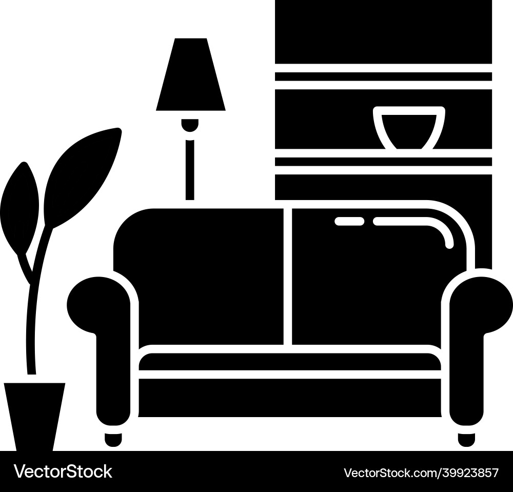 Apartment interior black glyph icon living room Apartment interior black glyph icon living room vector image