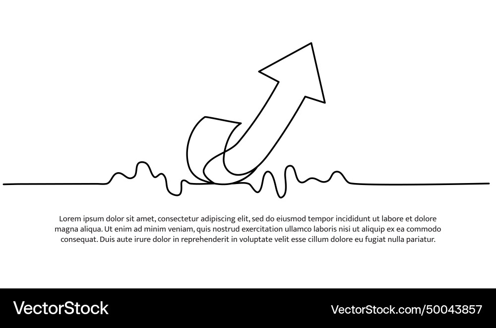 Continuous line design of arrow pointing up one Continuous line design of arrow pointing up one Vector Image