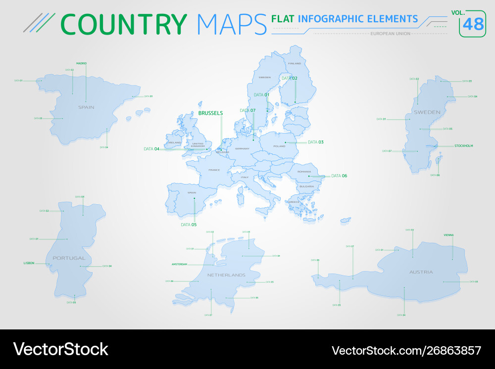 European union spain portugal sweden European union spain portugal sweden vector image