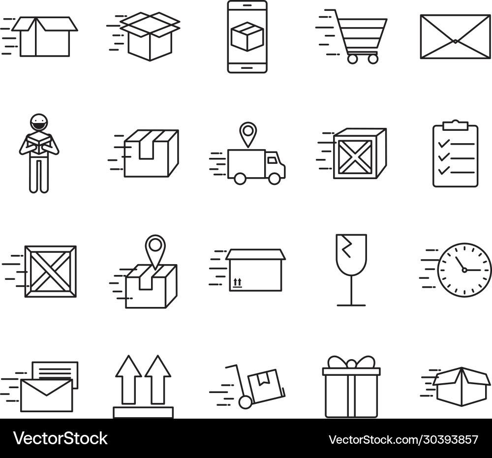 Fast delivery line style icon set design vector image