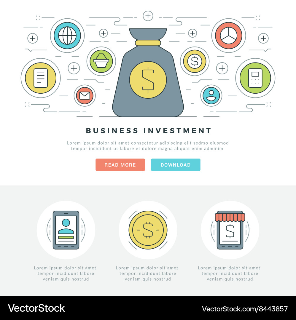 Flat line business concept web site header vector image