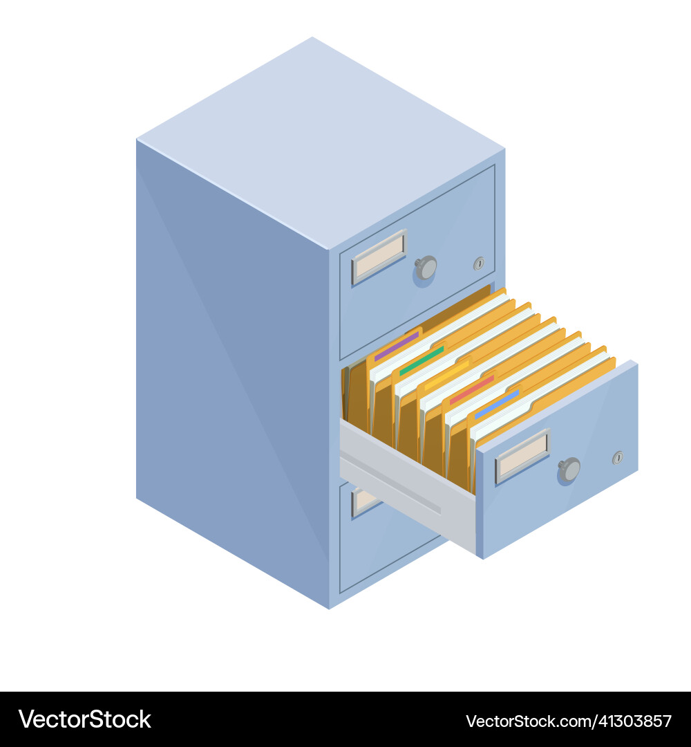 Folder in the archives opened drawer with folders Folder in the archives opened drawer with folders vector image