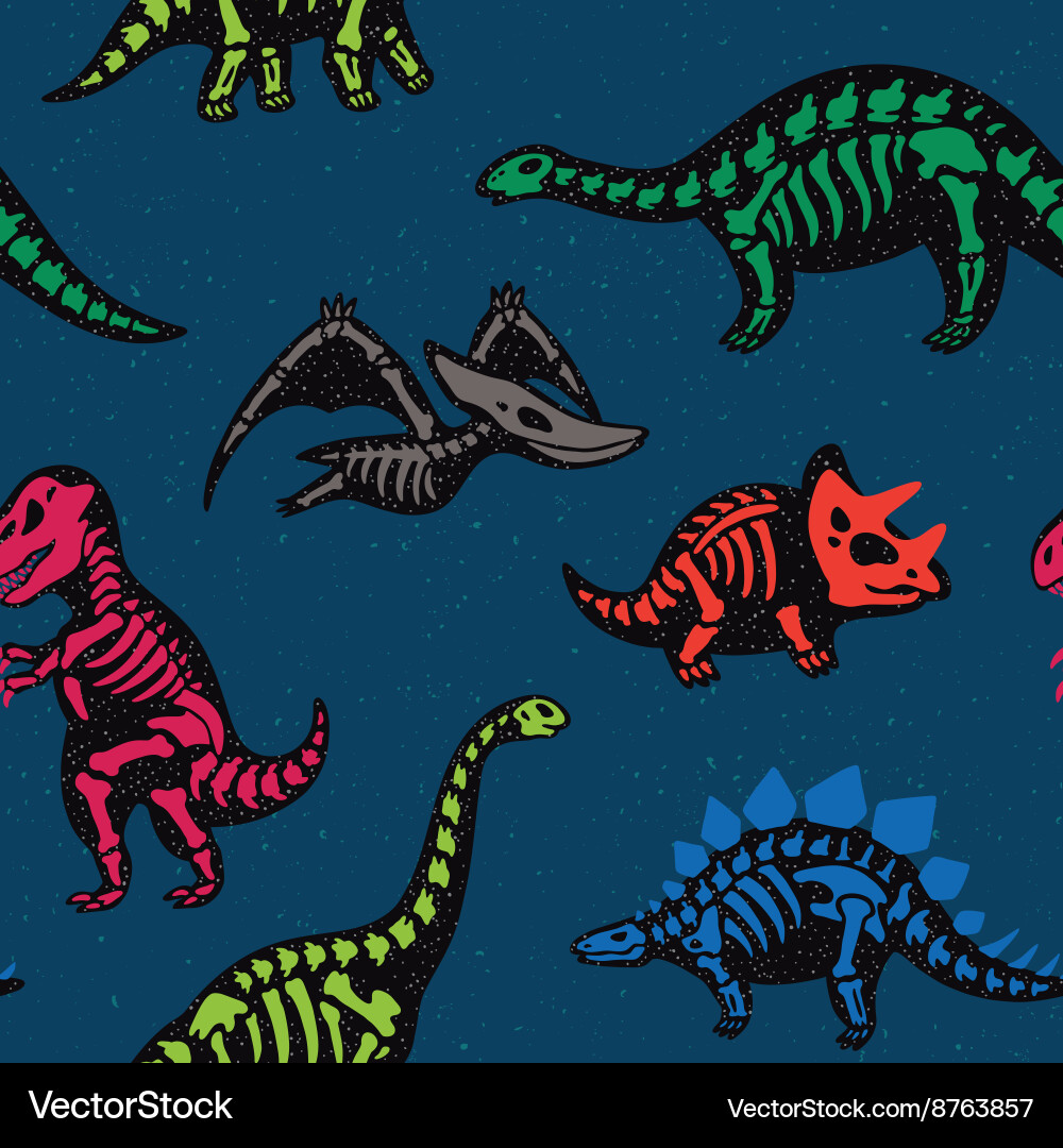 Funny Fossil Dinosaur Pattern vector image