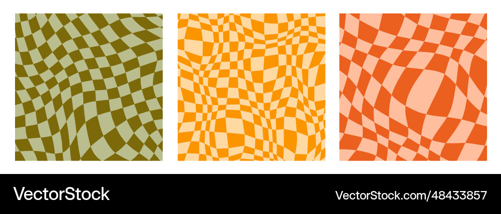 Groovy checkerboard background set colorful retro Groovy checkerboard background set colorful retro Vector Image
