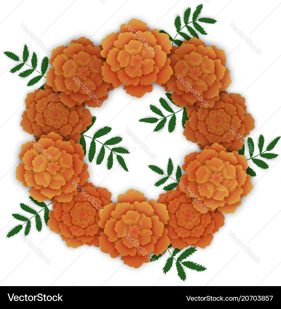 Kranz der Orangenmarigolds Kranz der Orangenmarigolds Vektorbild