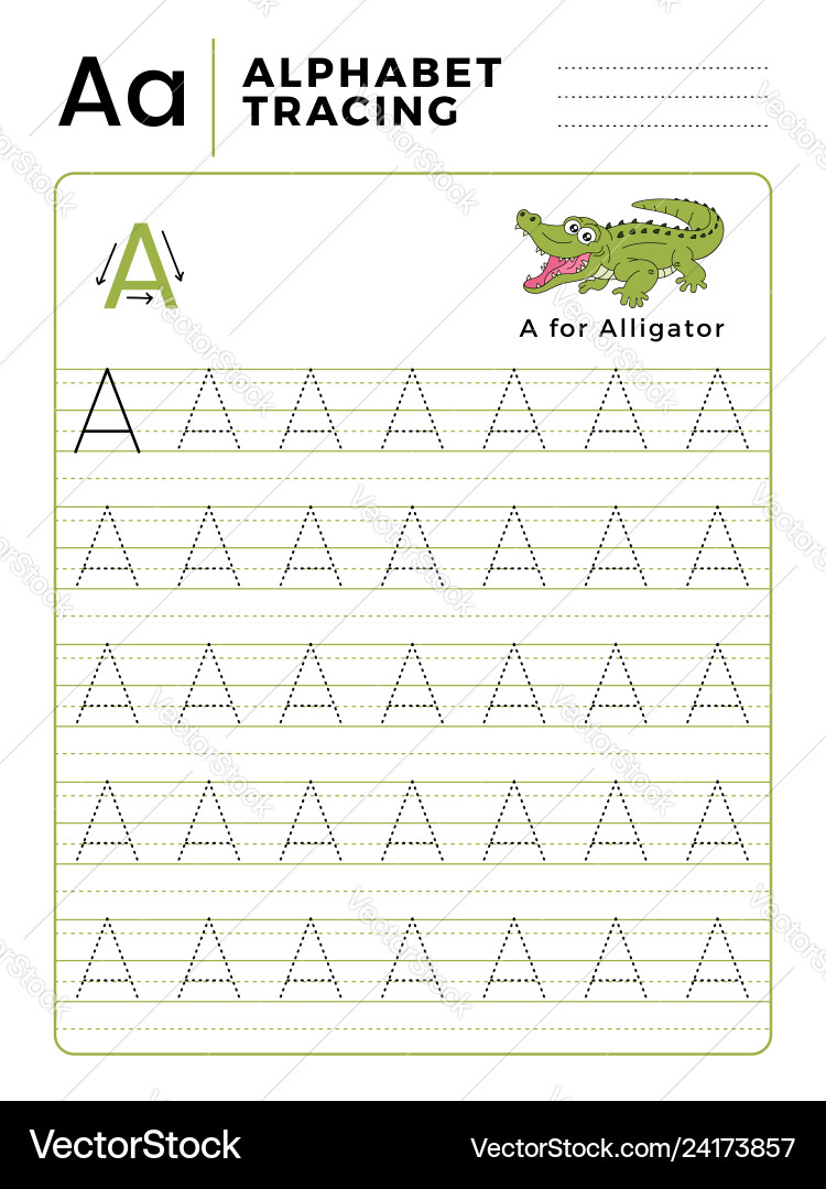 Letter a alphabet tracing book with example Letter a alphabet tracing book with example vector image