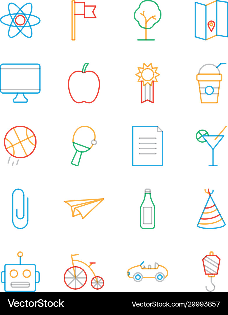 Objects multiply line style icon set design Vector Image