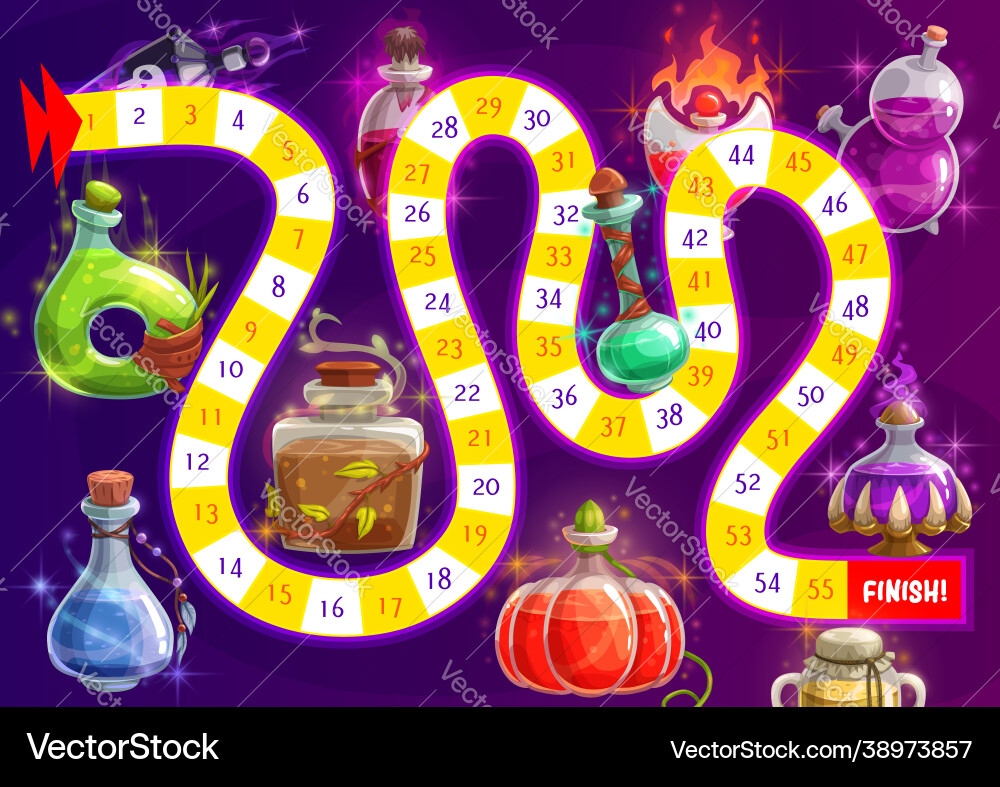 Path board game puzzle or maze with magic potion vector image