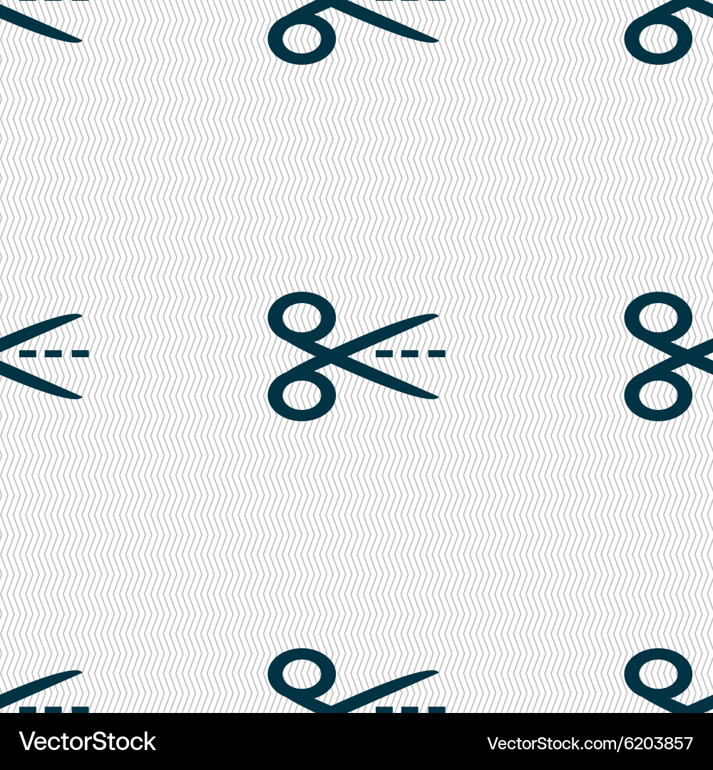 Scissors with cut dash dotted line sign icon Vector Image