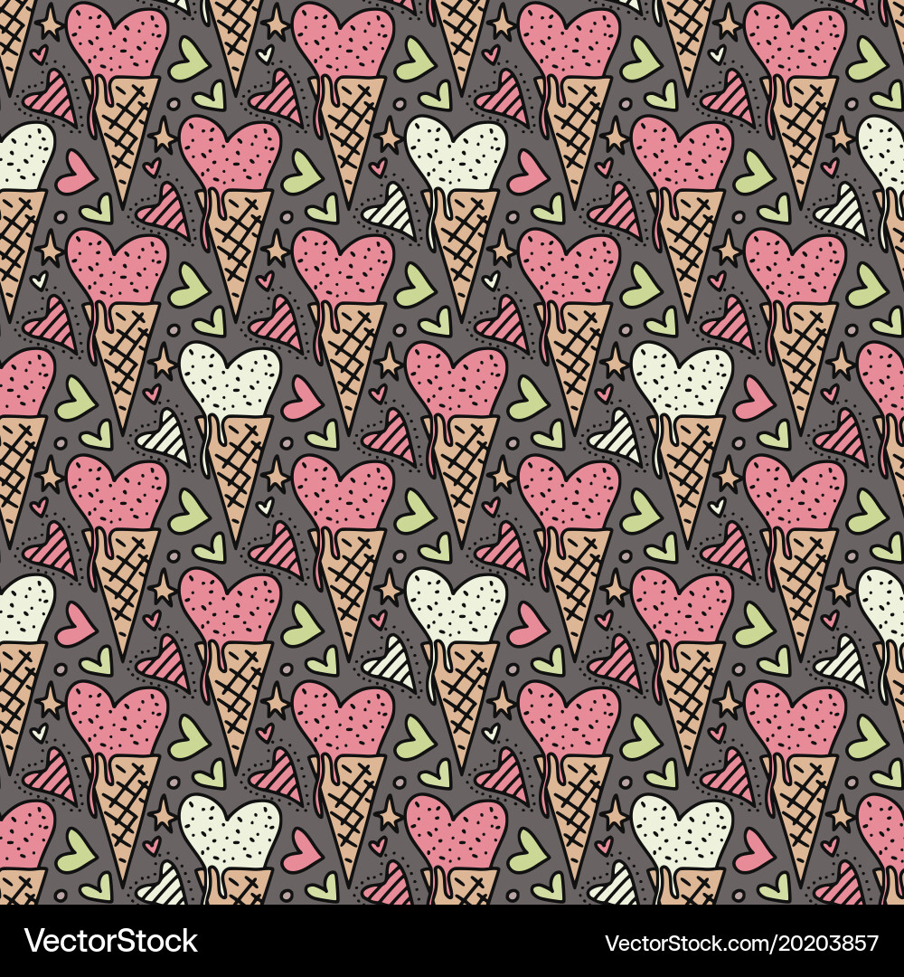 Seamless pattern with ice cream in the form vector image