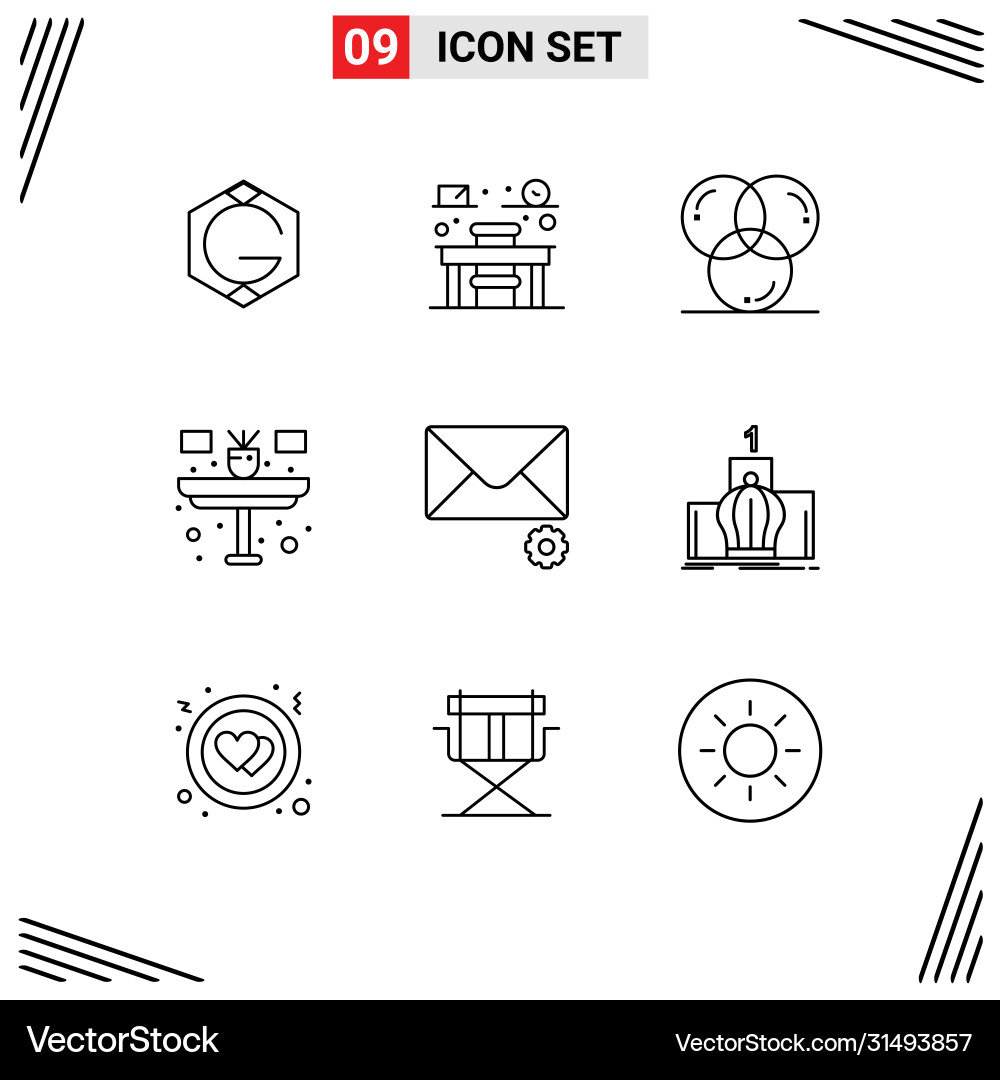 Set 9 outlines on grid for message table color Vector Image