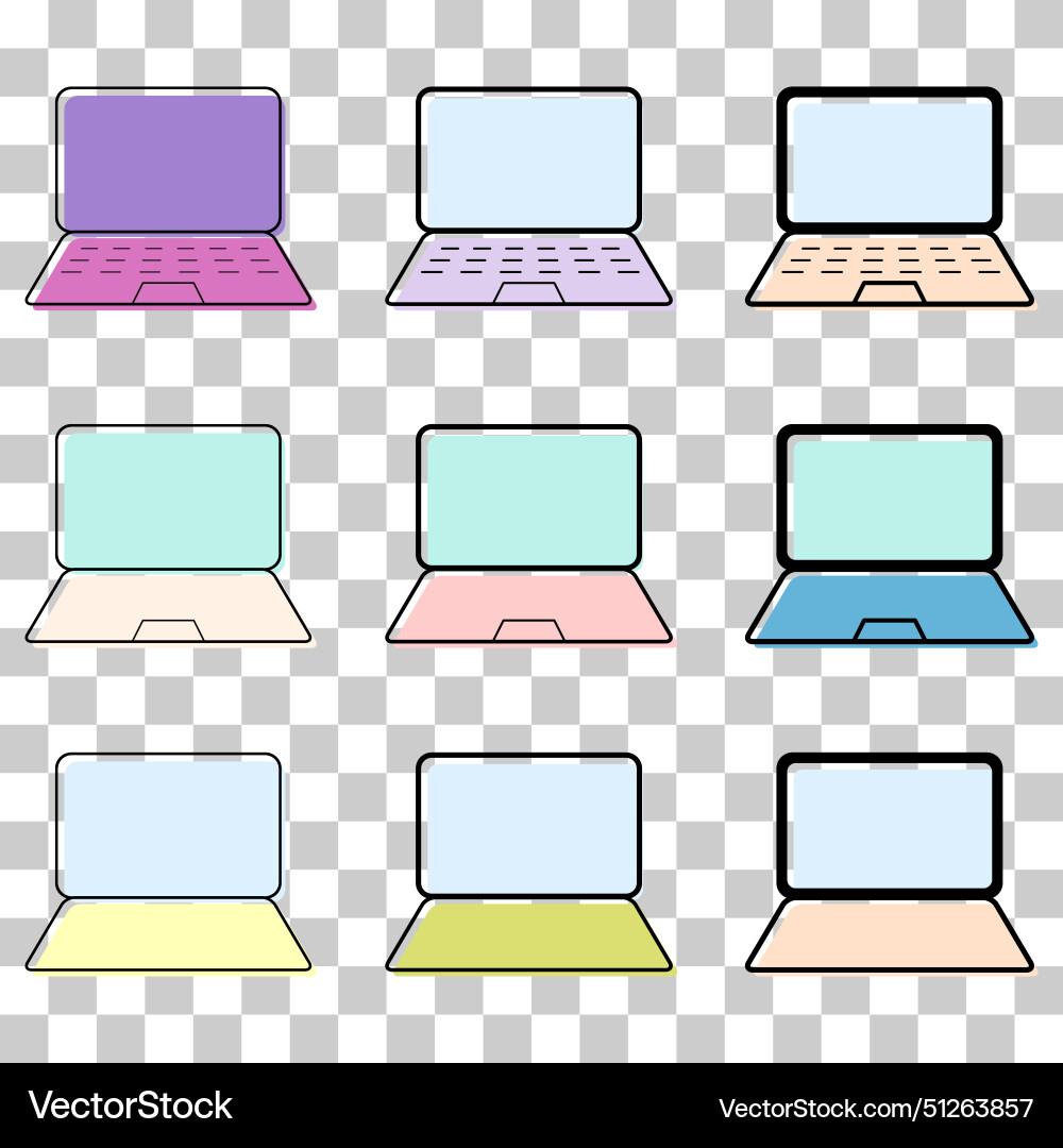 Set of laptop flat web icon notebook computer Vector Image