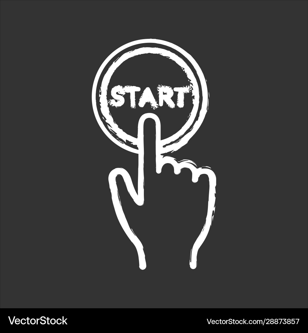 Start button click chalk icon Start button click chalk icon vector image