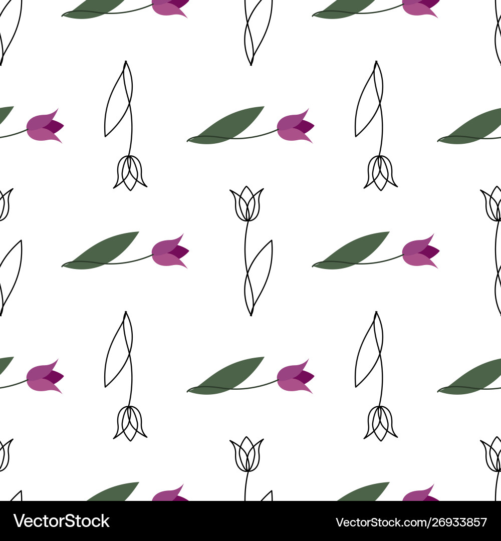 Tulips seamless pattern simple background Tulips seamless pattern simple background vector image