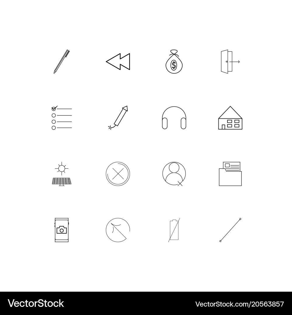 User interface simple linear icons set outlined vector image