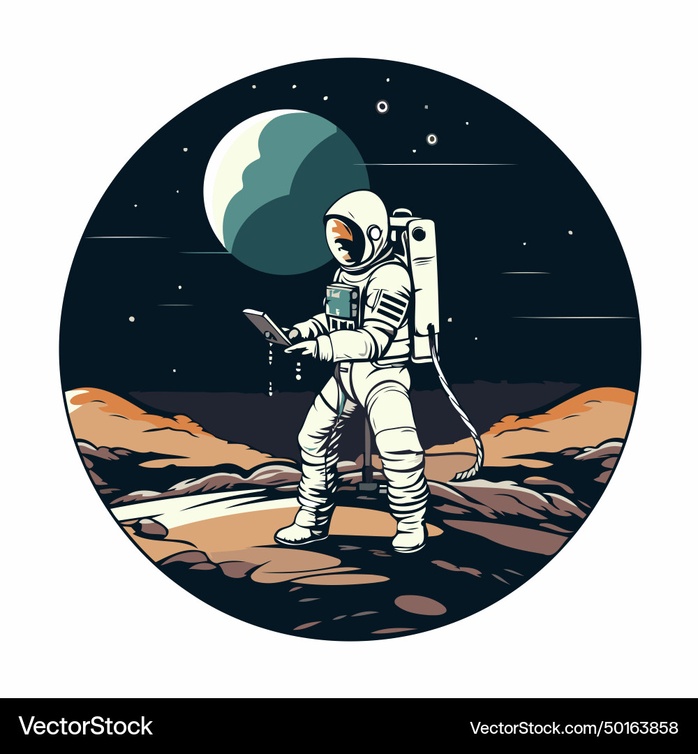 Astronaut in outer space retro style Vector Image