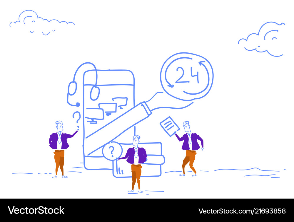 Businessmen support online service 24 hours Businessmen support online service 24 hours vector image