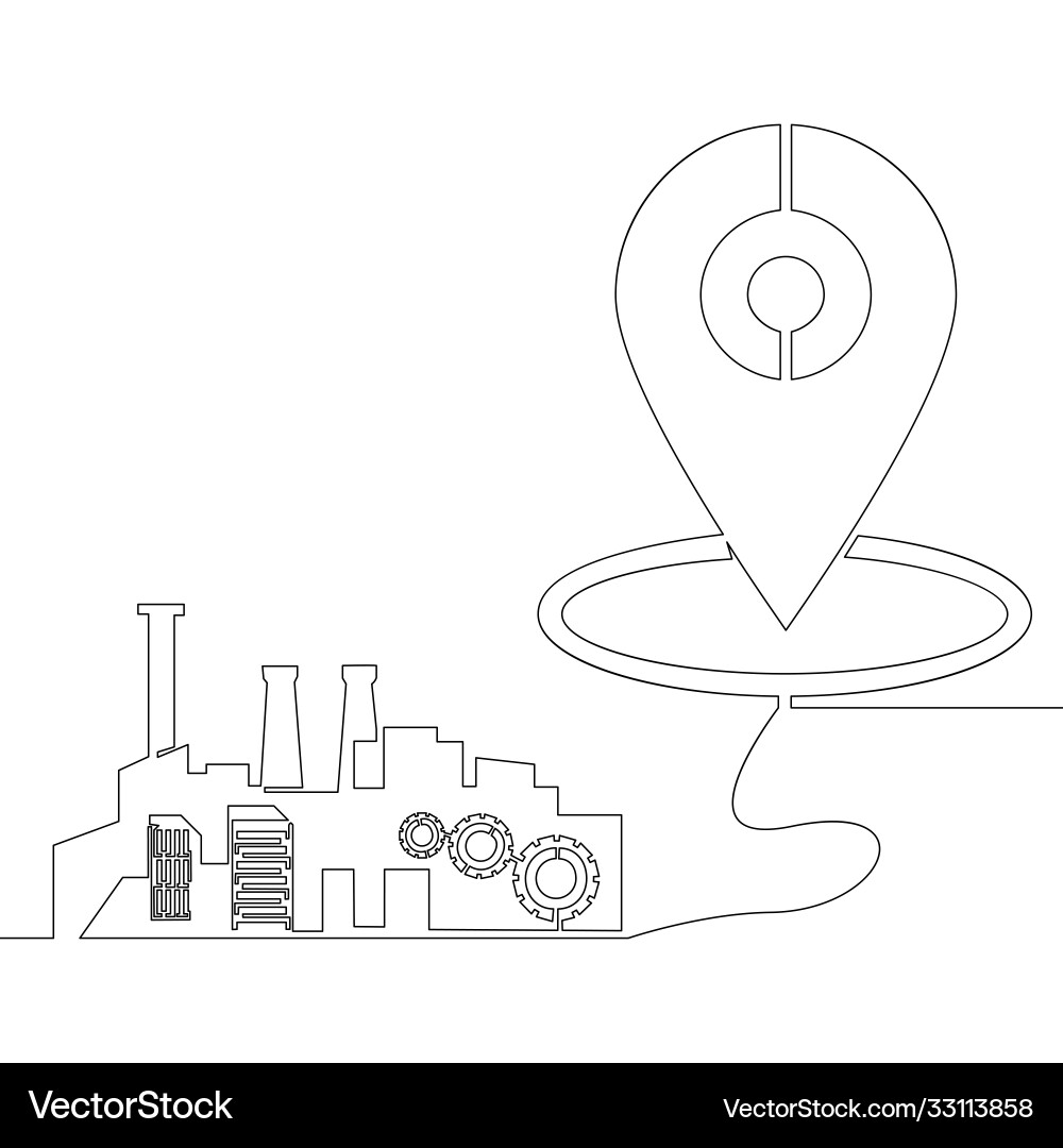 Continuous line drawing local production factory Continuous line drawing local production factory vector image