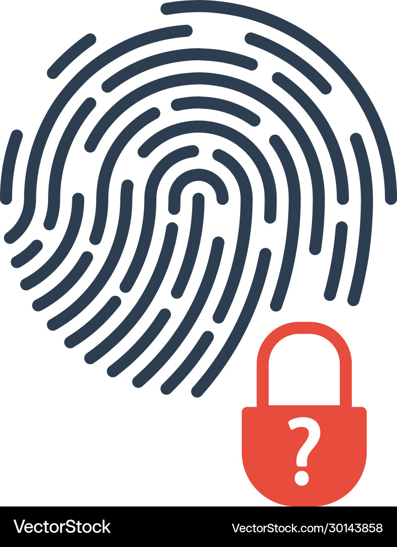 Fingerprint and security lock problem icon Fingerprint and security lock problem icon vector image