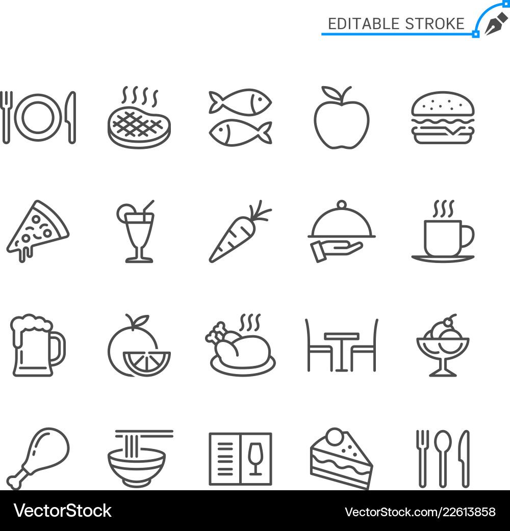 Food line icons editable stroke