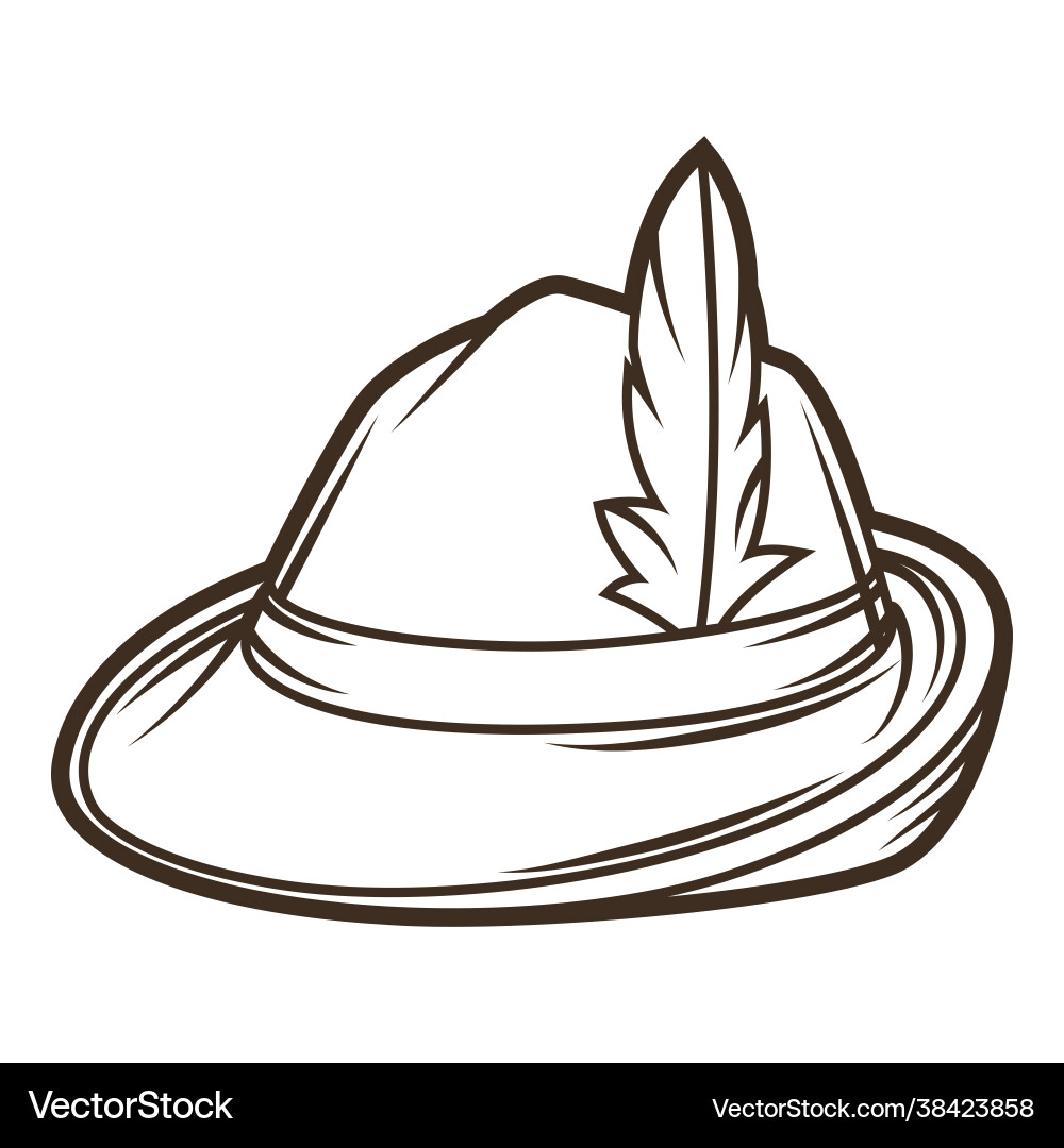 Hunting hat with feather object Hunting hat with feather object Vector Image