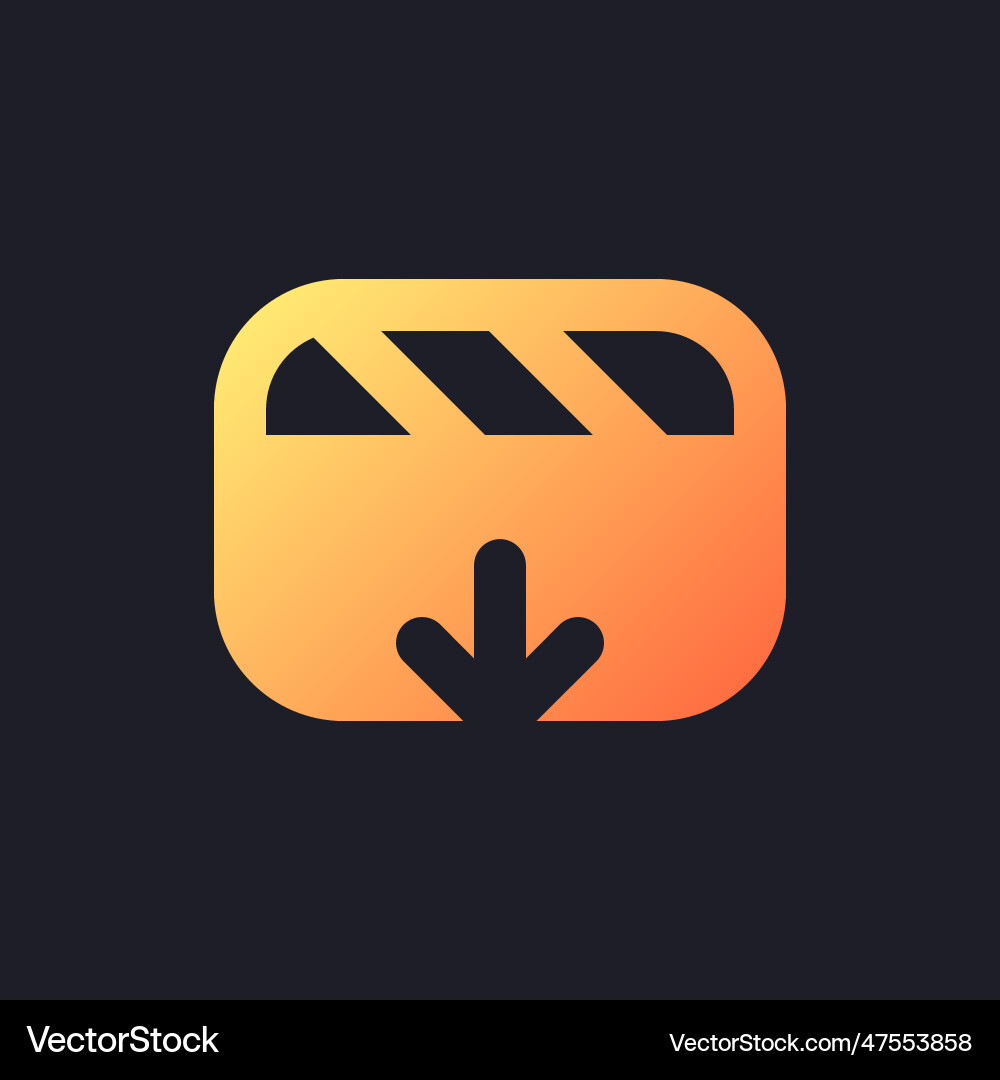 Import video file orange solid gradient ui icon Import video file orange solid gradient ui icon vector image