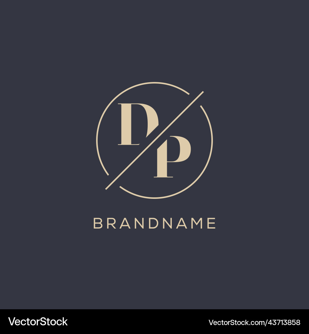 Initial letter dp logo with simple circle line Vector Image