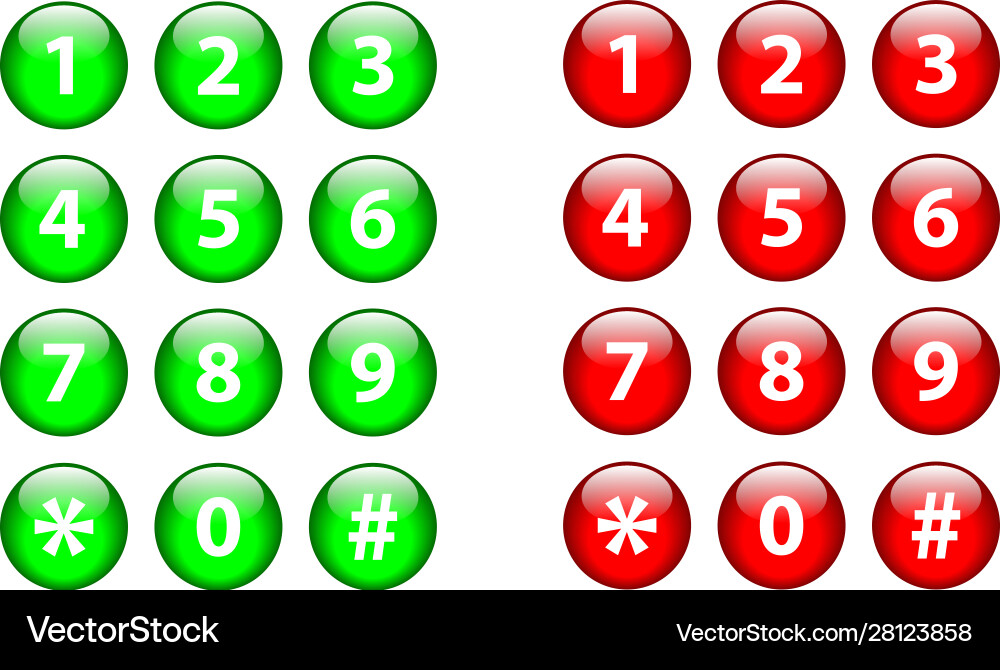 Number set circle shiny glossy button Number set circle shiny glossy button vector image