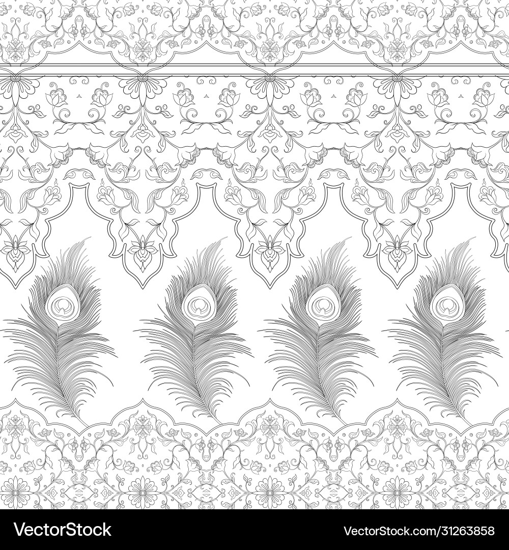 Peacock feathers seamless pattern background Peacock feathers seamless pattern background vector image