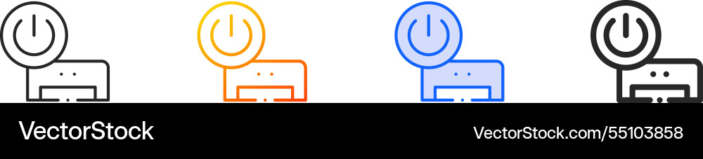 Power button iconthin linear gradient blue stroke Power button iconthin linear gradient blue stroke vector image