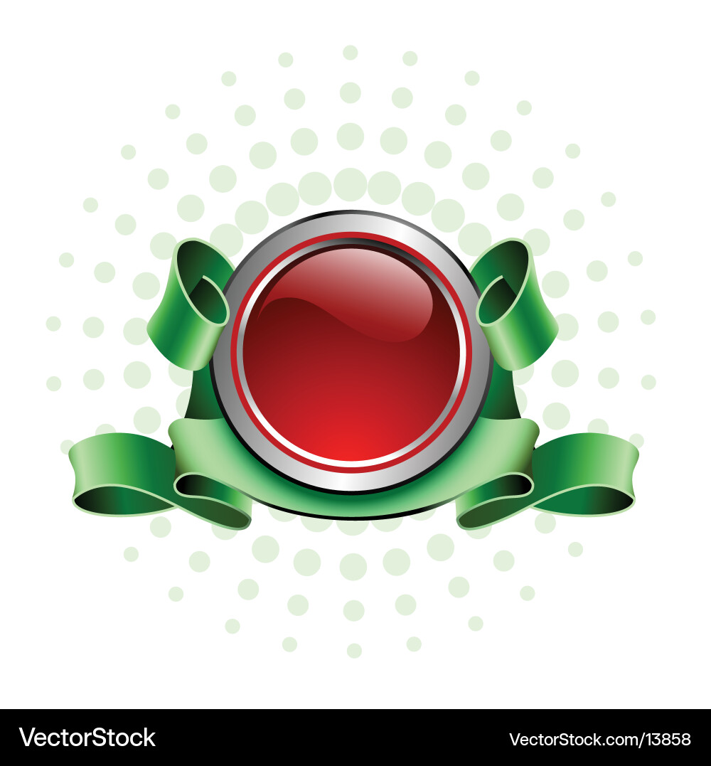 Red Button with Ribbon Vector Image