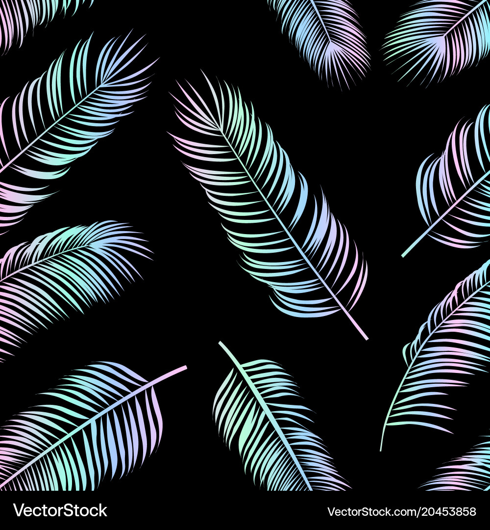 Seamless holofraphic pattern with palm leaves Vector Image