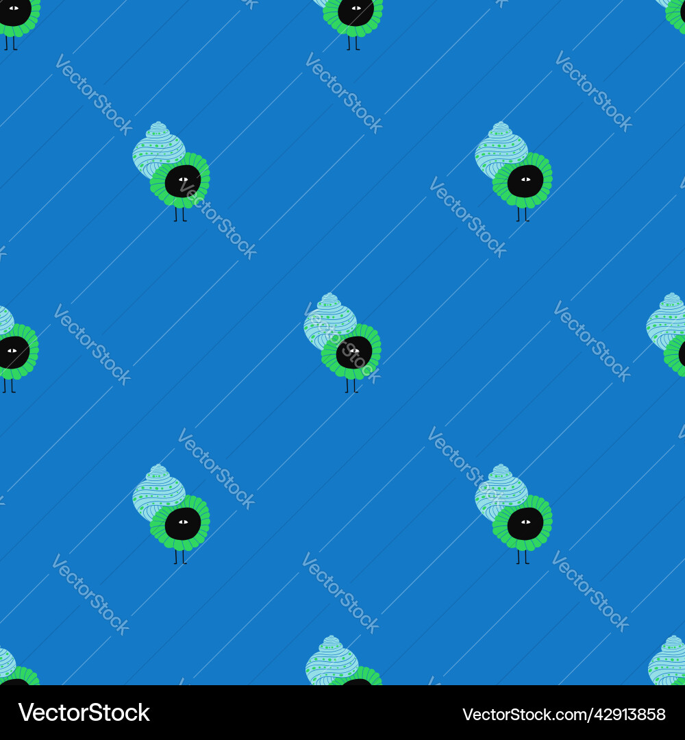 Seamless pattern with funny sea shell Seamless pattern with funny sea shell vector image