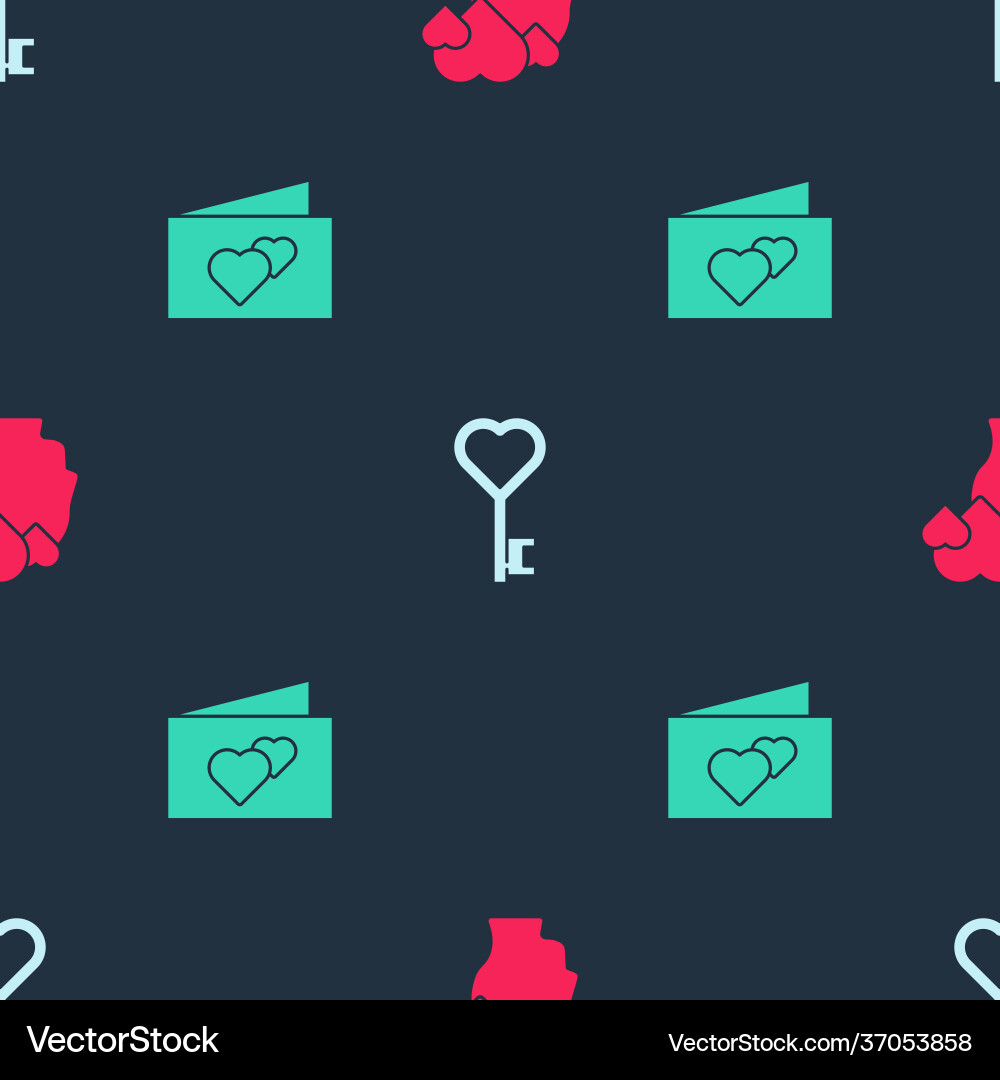 Set head with heart key in shape and greeting Set head with heart key in shape and greeting Vector Image