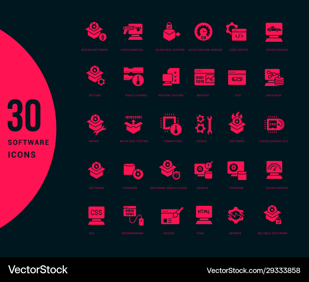 Set simple icons software Set simple icons software vector image