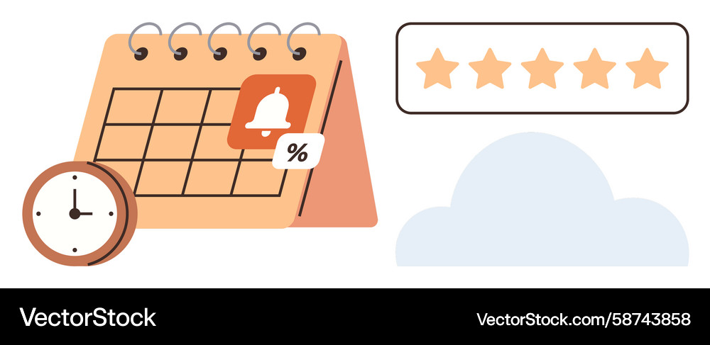 Time Management Calendar with Notifications Vector Image