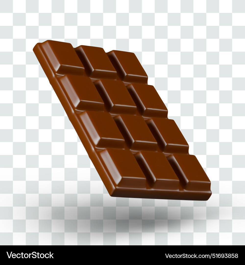 Whole bar of chocolate aromatic solid dessert Vector Image